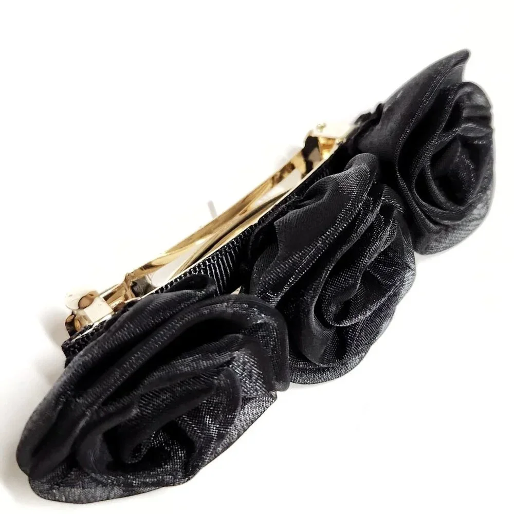 J. Crew Black Organza Rosette Barrette/NWT